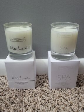 The White Company White Lavender & Spa Restore Scented Candles - White